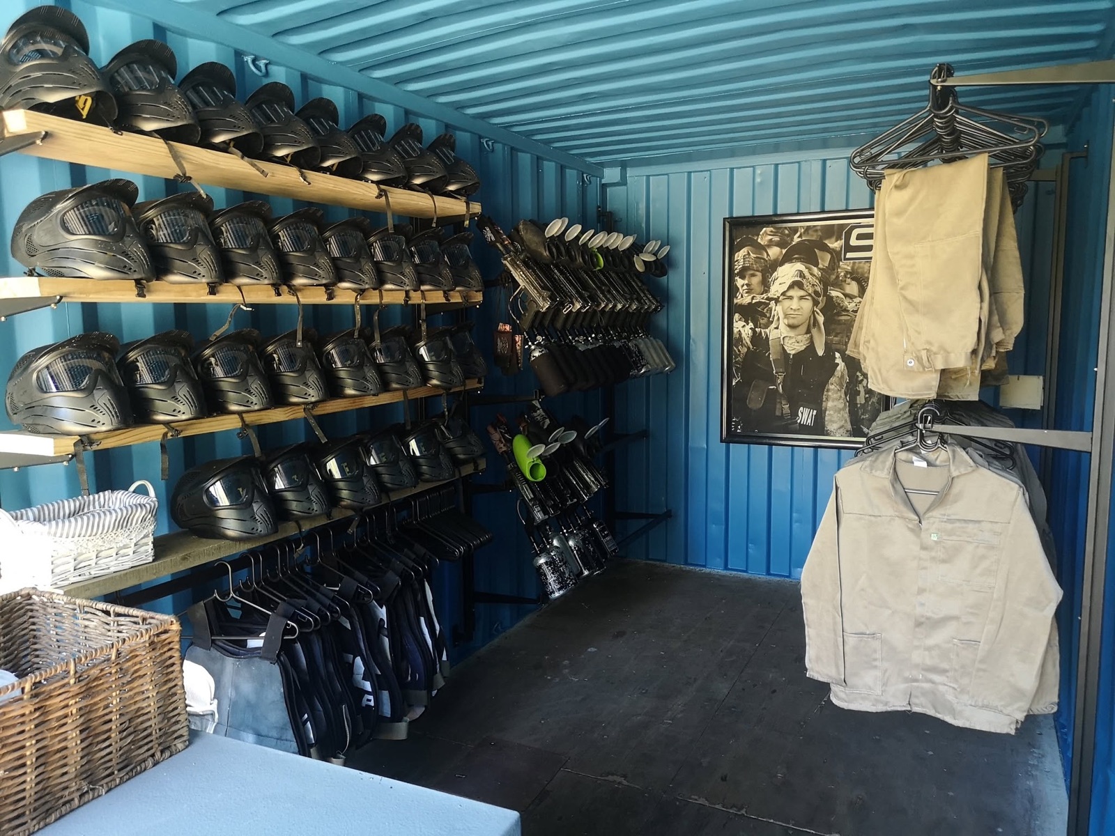 Protective gear laid out before a session